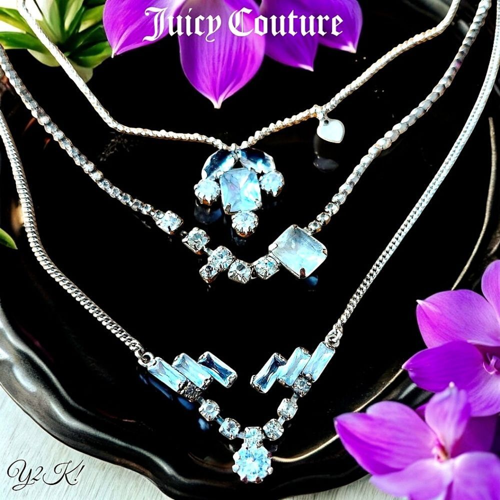 Juicy Couture Silver and Blue Necklace Set